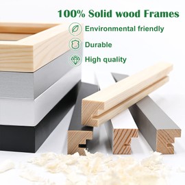 KINLINK A3 Picture Frame Black, Solid Wood Frames with Acrylic Plexiglass for Pictures A4 with Mat or A3 without Mat Wall Display Poster Frame Set of 2