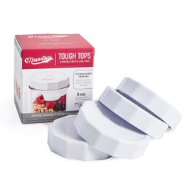 Masontops Tough Tops - Regular Mouth Mason Jar Lid - White - BPA-Free Plastic Screw Caps - Durable Reusable Jar Covers