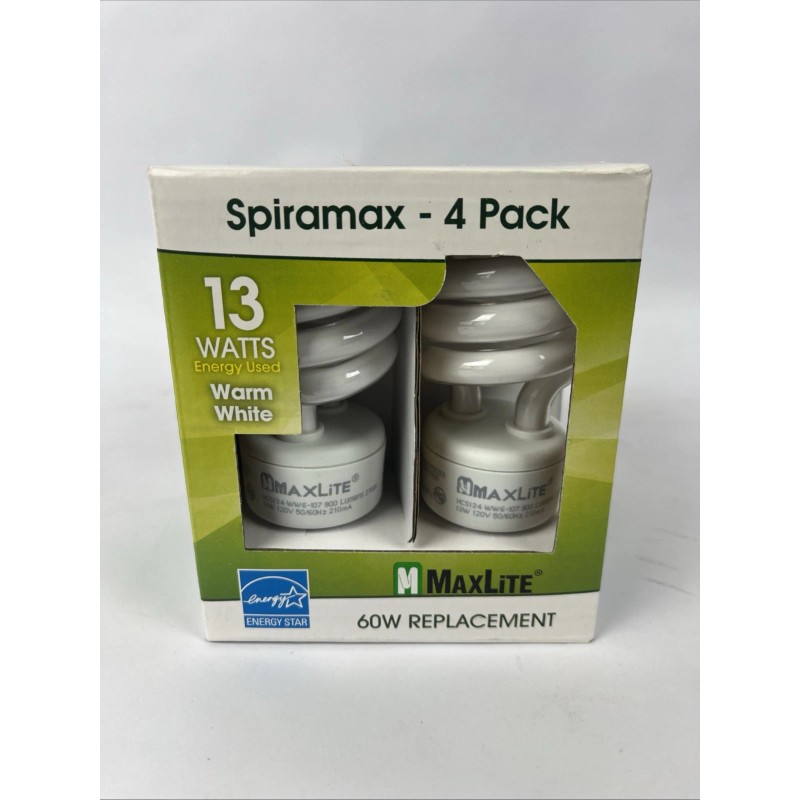 MAXLITE SpiraMax 2- 4packs (8) Light Bulbs 900 Lumens 13W