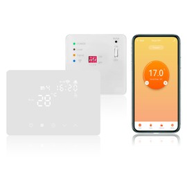 KETOTEK Smart Wireless Thermostat with RF Receiver for Boiler, Compatible with Alexa, Digital WiFi Room Thermostat Kit for Boiler/Water Underfloor Heating, Programmable, Tuya/Smart Life APP Control