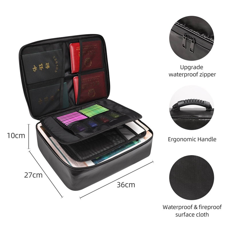 Fireproof Document Bag with Zipper Closure Fire & Water Resistant