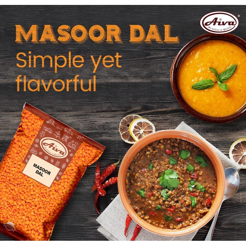 Aiva Masoor Dal (Red Split Lentils) No Husk 4 LB