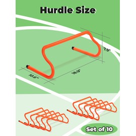 GHB 10 Pack 8" Agility Hurdles Speed Agility Training Hurdles, Detachable Sturdy Hurdles Training Equipment Set with Carry Bag for Kids,Athletes,Soccer,Basketball