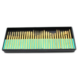TEMO 30 pc Titanium Diamond Coated Burrs Glass Drill Bit Grit 120 Medium with 1/8 Inch Shank for Dremel and Other Rotary Tools