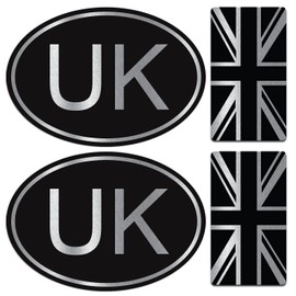 Biomar Labs® Silver UK England Union Jack United Kingdom GB Flag Stickers for Bumper Window Car Motorcycle Laptop Helmet Van Bike 4pcs. D 10