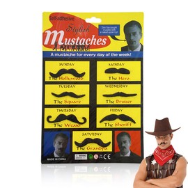XOXVURI Pack of 7 Moustache for Sticking, Kids, Schnauzer for Gluing, Fake Beard, Fancy Dress, Artificial Fake Beard, Funny 80s Black Moustache Cosplay Costume for Carnival Party
