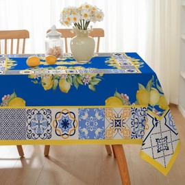 Honellaty Summer Lemon Tablecloths for Rectangle Tables, Spill-Proof Wrinkle Free Rectangular Table Cover for Dining, Kitchen, Daily Use, 60x102 Inch