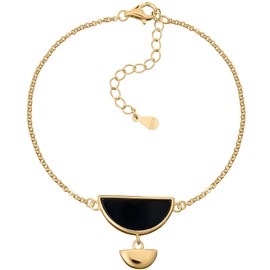 miyou Women's 925 Silver Wrist Bracelet with Gold-Plated Bracelet - Silver Bracelet - Bracelet with a Stone - Delicate Bracelet for Women and Girls