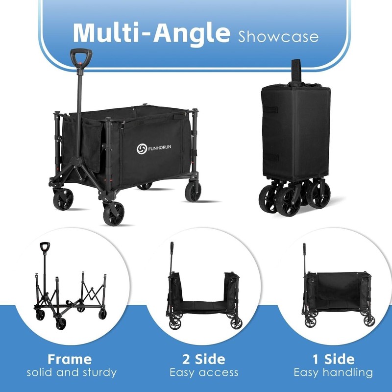 FUNHORUN Heavy Duty Collapsible Wagon Cart | Foldable Utility Wagon