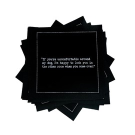 Five Star Napkins Dog Quotes, Black Cotton Cocktail Napkins, Beverage Napkins, Bar Napkins, Cloth Napkins, Party Napkins, Events, Holidays, Weddings, Bdays, Disposable, 4.5" x 4.5"- (50x)