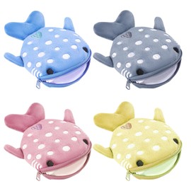 HTTDSLF Pack of 4 Whale Shark Plush Coin Purse, Zipper Mini Cartoon Bag, Mabor Cute Kawaii Wallet, Cute Wallet, Whale Shark Coin Purse, for Coins, Small Items