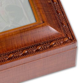 Cottage Garden Godson We are So Blessed Woodgrain Rope Trim Jewelry Music Box Plays Jesus Loves Me