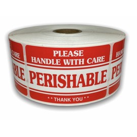 1 Roll 2x3 inch PERISHABLE Handle with Care Shipping Mailing Stickers with 500 Labels per roll