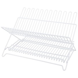Rocky Mountain Goods Foldable Dish Drying Rack - Holds up to 8" Flat Plates and Cups - Sturdy Steel Construction - White - 18.25" Wide x 12.75" Deep x 11" High