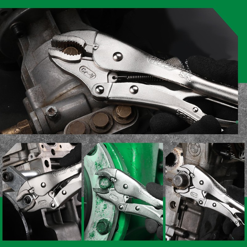 SK 10" Curved Jaw Locking Pliers, Premium CR-V Construction, Ergonomic