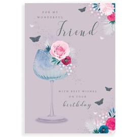 For My Wonderful Friend Birthday Card - Size 6" X 9"