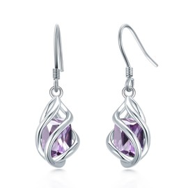 June Birthstone Earrings 925 Sterling Silver Alexandrite Earrings for Women June Birthday Dangle Drop Earrings Fine Jewelry for Women