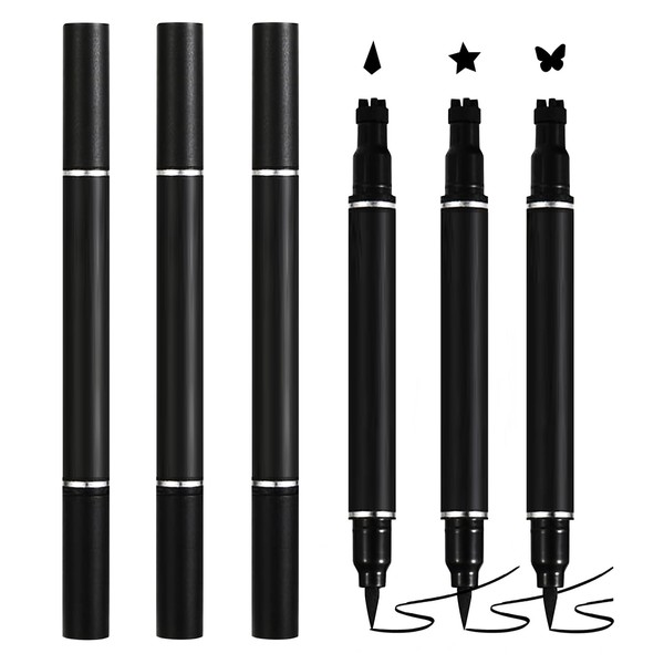 Lilbitty 3 Piece Tattoo Pen Waterproof Eyeliner Stamp Set, Double