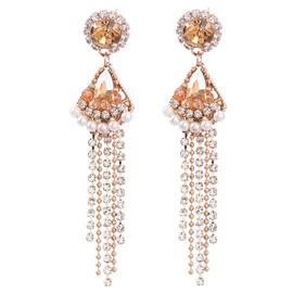 Long Rhinestone Drop Earrings for Women Wedding Tassel Dangle Drop Earrings Chandelier Dangling CZ Earrings for Women
