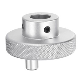 HARFINGTON Aluminum Alloy Handwheel 50mm OD 15mm Bore Lathe Hand Wheel with Rotate Handle Aluminum Milling Machine Handle with Wrench and 2pcs Screws for Milling Machine Lathe, Silver Tone