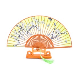 Medifier Silk Bamboo Handheld Folding Fans With hand made silk Fan cover Pouches and gift box Wedding Party Gift for Girls Women (Butterflies Flying among the Flowers Pattern 2)