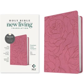 NLT Premium Value Compact Bible, Filament Enabled (LeatherLike, Pink Rose)