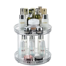 FALOFALO Cosmetic Storage Box, 2 Tiers, 360° Rotation, Simple Design, Stylish Storage