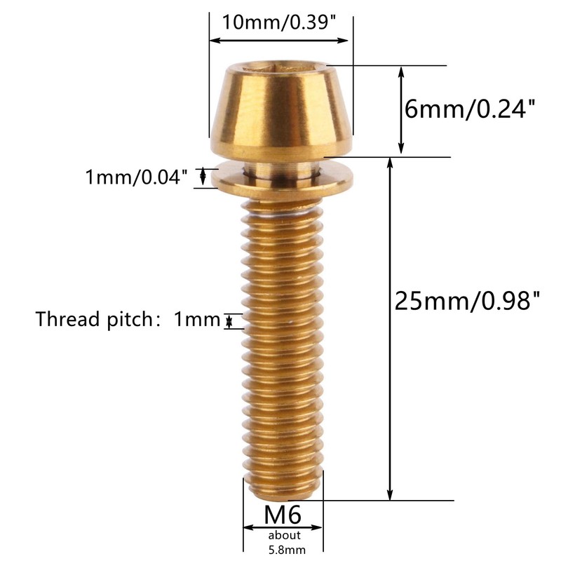 UHDFBDHF 4Pcs Titanium Bolt M6 x 25mm Allen Hex Bolts