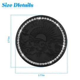 FALVFUN Bling Car Cup Holder Coaster, 2PCS 2.76" Crystal Rhinestone Anti-Slip Insert Vehicle Drink Cup Pad, Dustproof Auto Embedded Water Bottle Holder Mat, Universal for SUV RV Truck (Black)