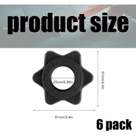 Pack of 6 Dumbbell Hex Nuts, Non-Slip Quick Release Barbell Clasps, Spinlock Collars, Barbell Clips, Plastic Dumbbell Clips (Black, 25 mm), for Training Sports (Black, 25 mm)