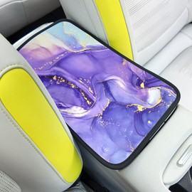Car Armrest Box Pad,Purple Marble Car Armrest Pad Car Armrest Cover Protector for Most Vehicle, SUV, Truck, Car