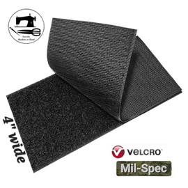 VELCRO 4" Wide x 8" (Inch) VELCRO® Brand Mil-Spec Sew-On Strip  (Hook & Loop) - Black