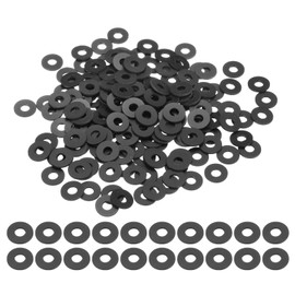 sourcing map 240 Pcs M4 PVC Flat Washers 4mm ID 10mm OD 1mm Thick Plain Washer Grommets Plastic Sheet Gasket Fastener Sealing Spacer Gasket Ring Water Hose Washers, Black