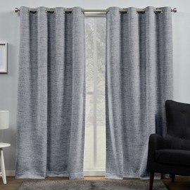 Exclusive Home Burke 100% Blackout Grommet Top Curtain Panel Pair, 52"x96", Indigo, Set of 2