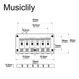 Musiclily Basic 52.5mm Fixed Hardtail Bridge Non-Tremolo Bridge for Fender Strat Tele Style Electric Guitar, Chrome