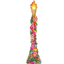 Beistle Jointed Cardstock Paper Floral Tiki Torch Cut Walls Luau Party Decor, 4', Multicolored