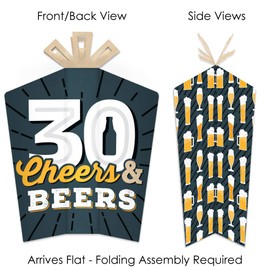 Big Dot of Happiness Cheers and Beers to 30 Years - Table Decorations - 30th Birthday Party Fold and Flare Centerpieces - 10 Count