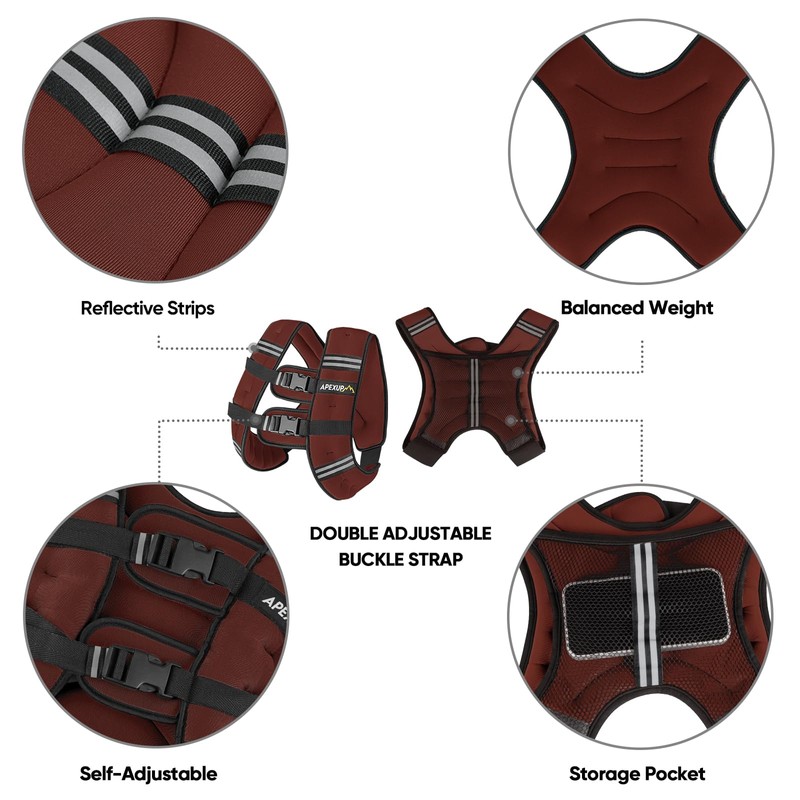 APEXUP APEXUP Weighted Vest with 5lbs/10lbs/15lbs/20lbs/25lbs/30lbs Weights and Reflective Stripe,