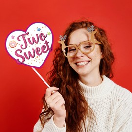 Two Sweet Birthday Party Supplies Photo Booth Props, Donut Party Decorations Photobooth Props,Two Sweet Donut Ice Cream Party Decorations, 2nd Birthday Decorations for Girl