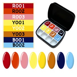 YJMyujimi Advanced Painting Gel for Nail Art,8 colour kit with 2 palette(12 divsions),Non wipe,Manicure Professional Nail Salon DIY at Home Gift (B)