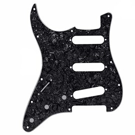Guitar Anatomy Left Handed Stratocaster Electric Guitar Pickguard Scratch Plate USA MEX - Black Pearl