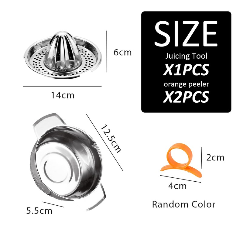 1 Stainless Steel Juicer, 2 Ring Shaped Orange Peelers, Manual