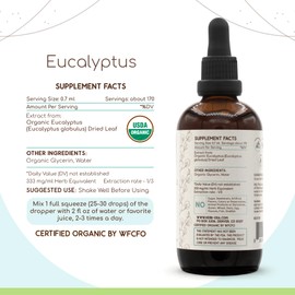 HerbEra Eucalyptus B120 USDA Organic Tincture | Alcohol-Free Extract, High-Potency Herbal Drops | Certified Organic Eucalyptus (Eucalyptus globulus) Dried Leaf (4 oz)