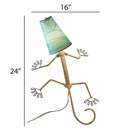 Eangee Home Design Gecko Wall Lamp Sea Blue Shade Made of Real Cocoa Leaves 16 Inches x 7 Inches x 24 Inches Height (396 xsb)