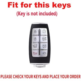 TECART 8 Button Leather Key Fob Cover Fit for Genesis G80 GV80 GV70 G90 Full Protection Remote Smart Key Fob Case Brown