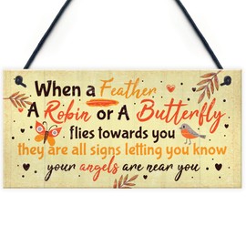 RED OCEAN Robin Memorial Hanging Plaque Garden Sign Rememberance Bereveavement Family Grave Gift