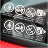 2 x VEHICLE Stickers No Eating Drinking Smoking Vaping Wear