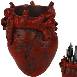 JANKOW Small Human Heart Shape Pencil Holder Real Human Heart Pen Holder 3D Real Heart Anatomy Model for Makeup Brush Pen Office Desk Supplies