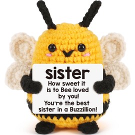 LEJIAJINW Mothers Day for Sister Big Sister Little Sis Birthday Gift from Sister Easter Decorations Funny Mini Positive Crochet Bee Animals Affirmation Support Gifts Cheer Up Sister Presents