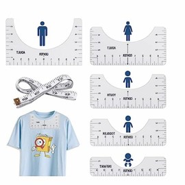 Jindizi T-Shirt Alignment Rulers, 5 Pcs Tshirt Ruler Guide for HTV Vinyl Heat Transfer Vinyl and Sublimation, Adult Youth Toddler Infant Shirt Centering Ruler Set with 1 Pcs Measuring Tape